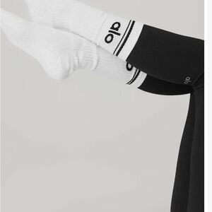 ALO Yoga Unisex Athletic Socks White and Black Minimalist Design